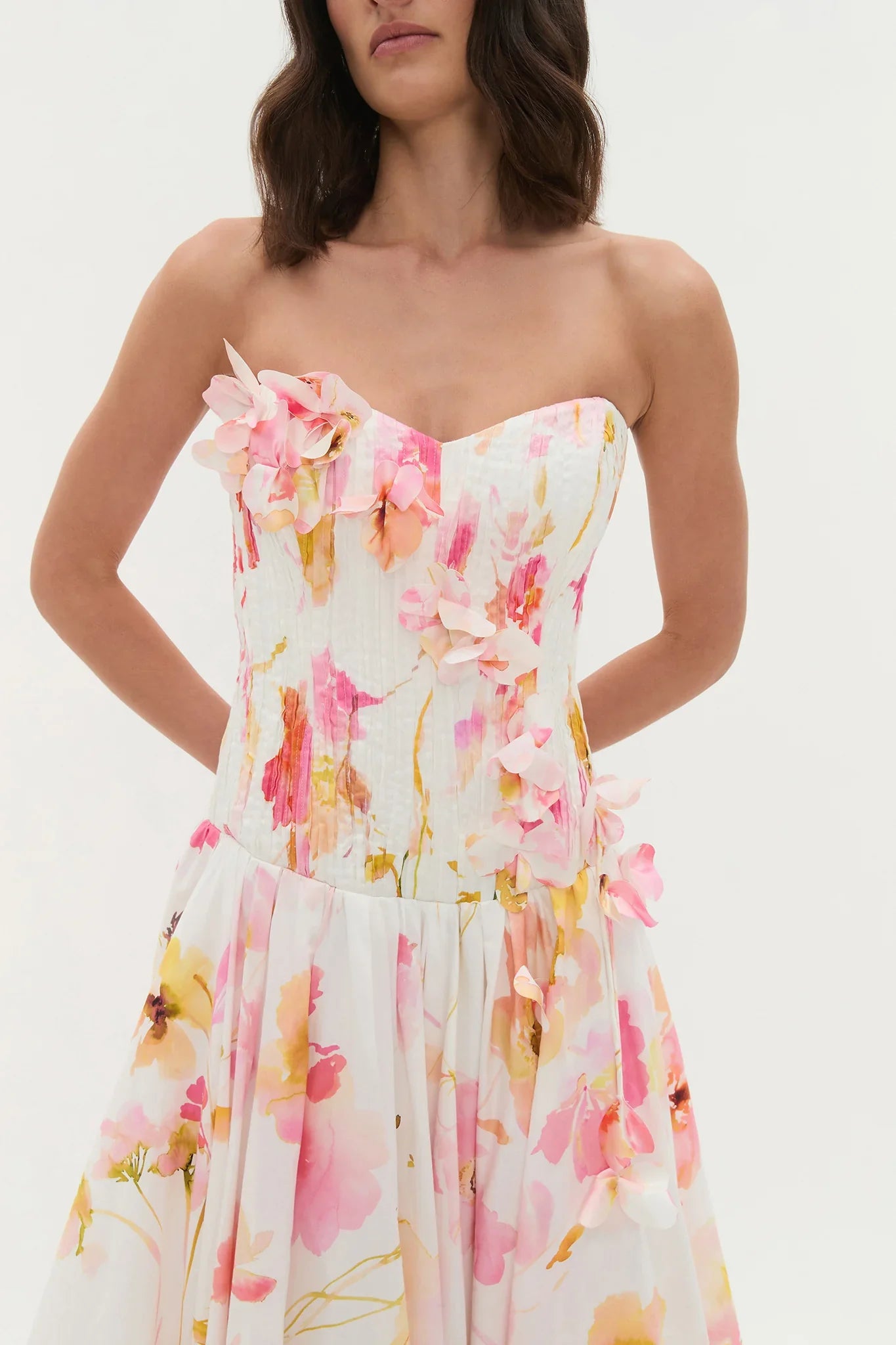 Golden Garden Strapless Gown