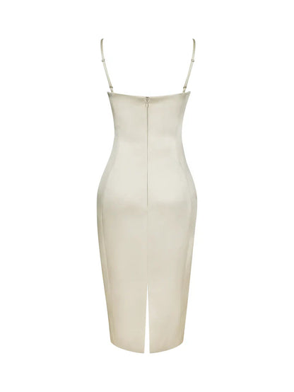 Apricot Twist Heart Slit Midi Dress