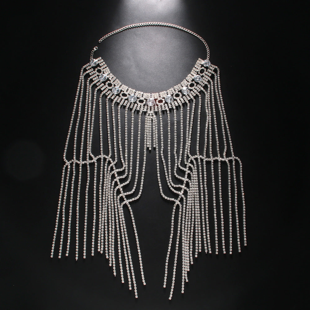 Rhinestone Tassel Shoulder Chain – Glam Dress Accessory