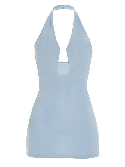 Azure Veil Halter Cutout Bodycon Dress - Hidden Lagoon