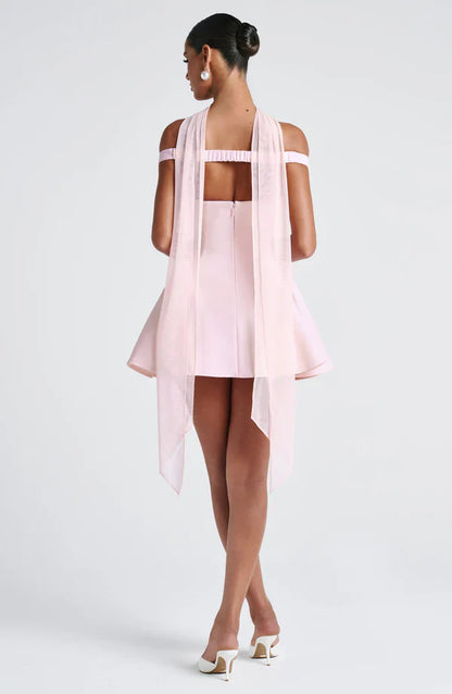 Pink Off Shoulder Corset Mini Dress